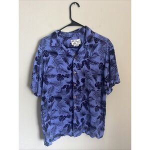 Trunks Button Front Shirt Blue Print Mens Size M